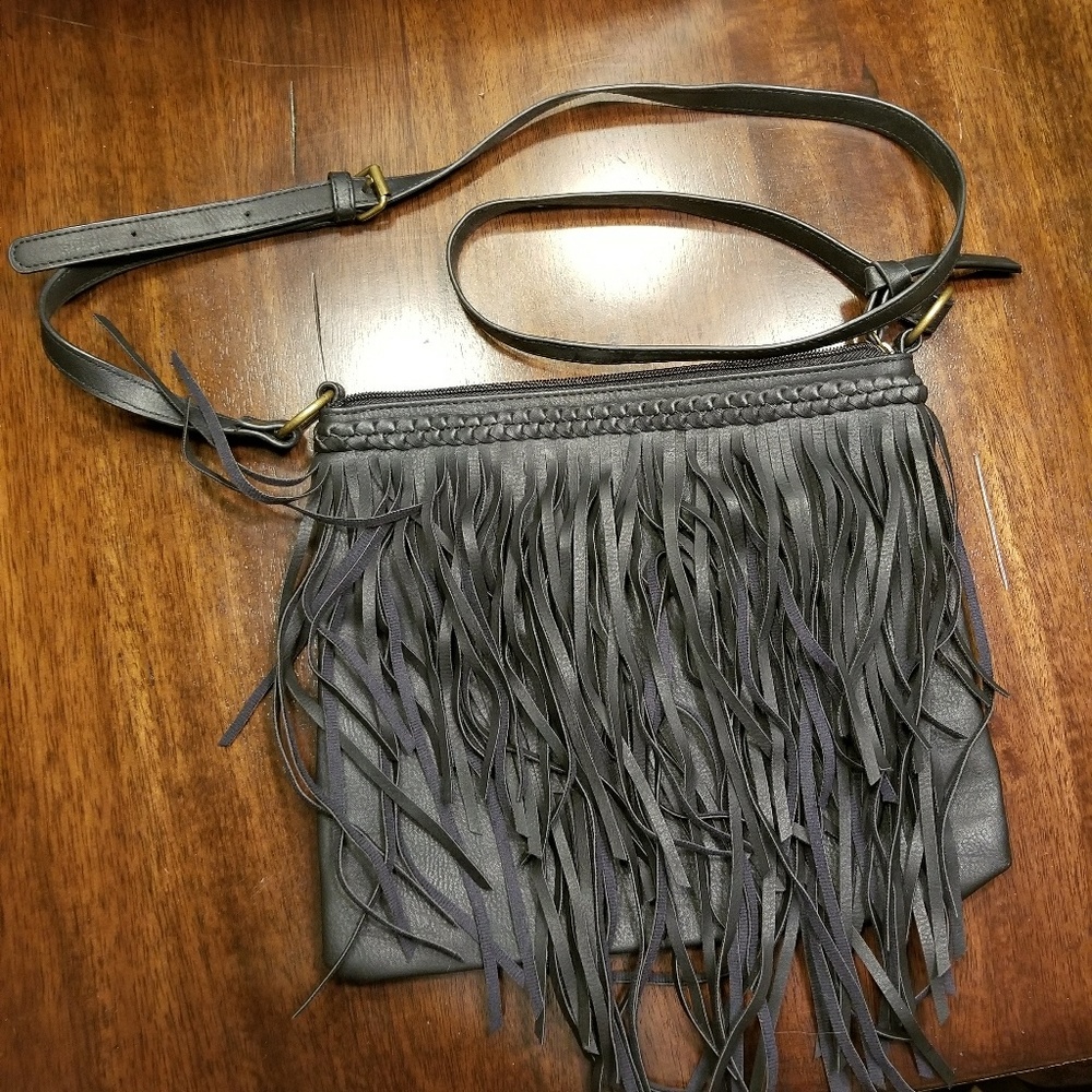 Fringe black purse